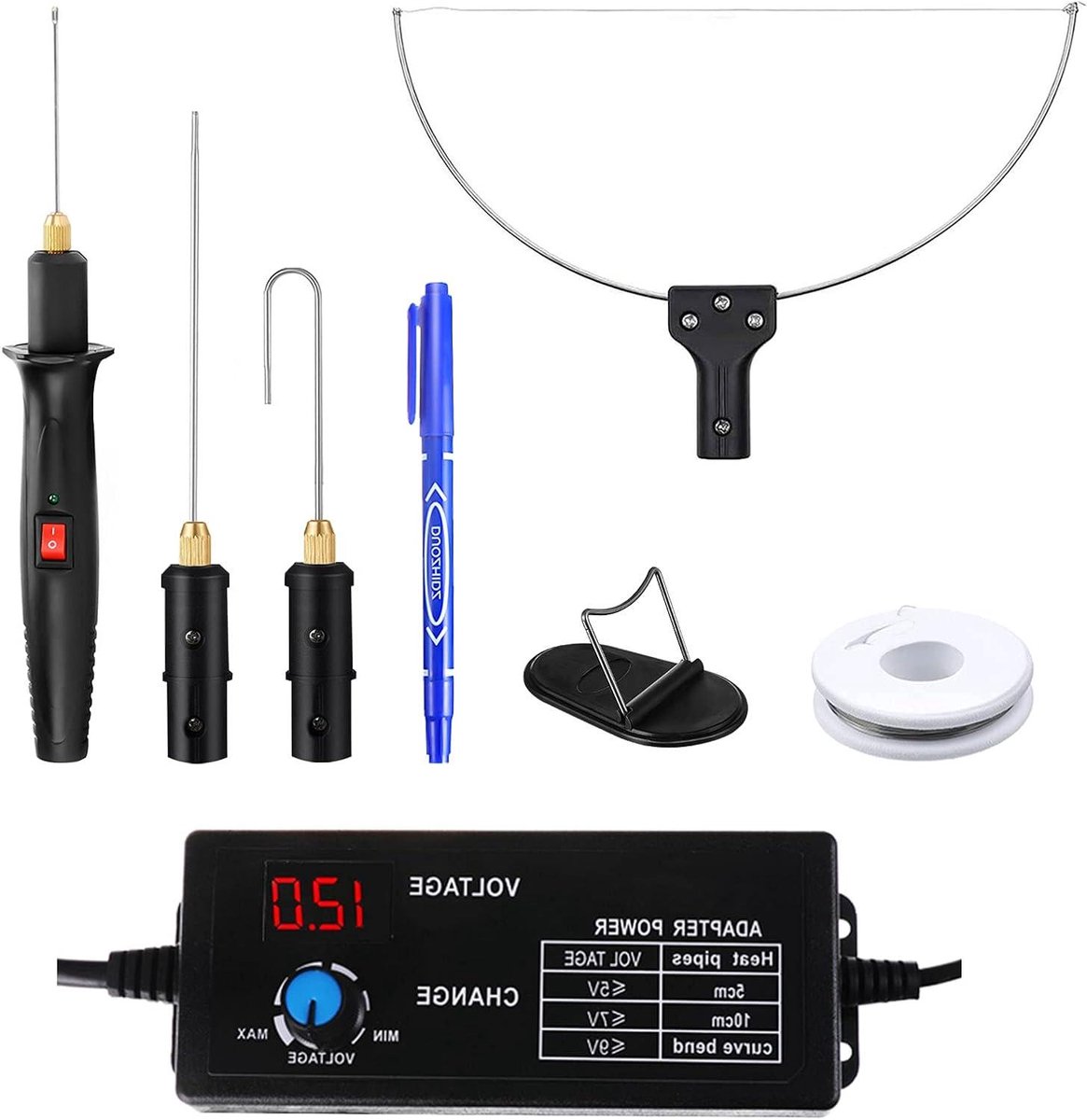 Schuimsnijset - Snijgereedschap - Hobby projecten maken - Digitale spanningsregelaar - 4-in-1 kit - Zwart