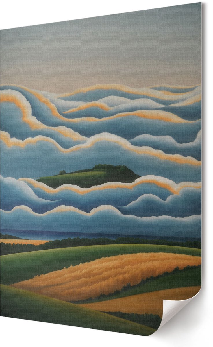 Coloray Polycanvas Poster - Maantoren, Fotografie - A2 - Blauw Illustratie - Rechthoek - Muurdecoratie - Woonkamer, Slaapkamer, Kantoor - Modern
