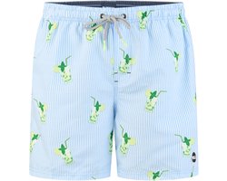 Happy Shorts Heren Zwemshort Mojito Print/Lichtblauw Gestreept - Maat L