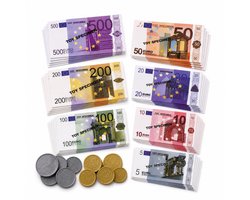 Speelgeld set euro - papier / kunststof - biljetten en munten - speelgoed geld