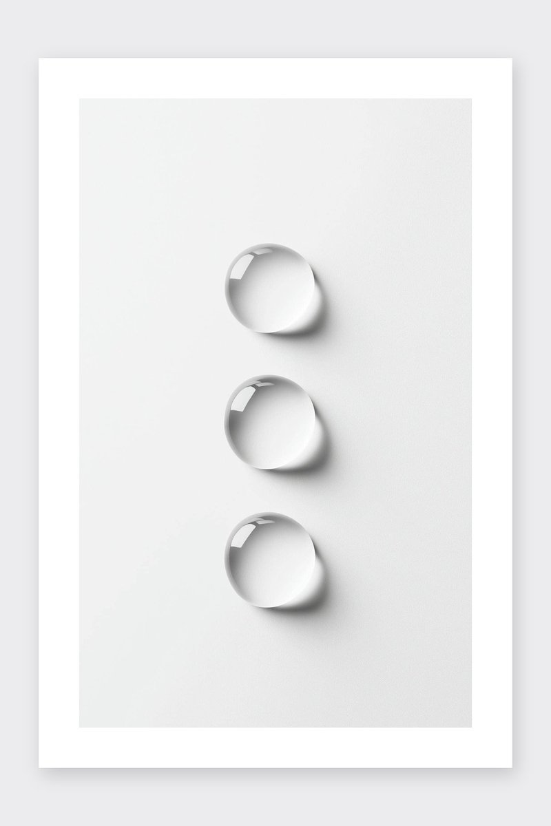 Waterdruppels Poster - Natuur - Minimalistisch - Rustgevend - Zen - Fotografie - Zwart Wit - posters - formaat 30x40cm - Wanddecoratie - BXS5181AZ - Met kader - passe-partouts stijl