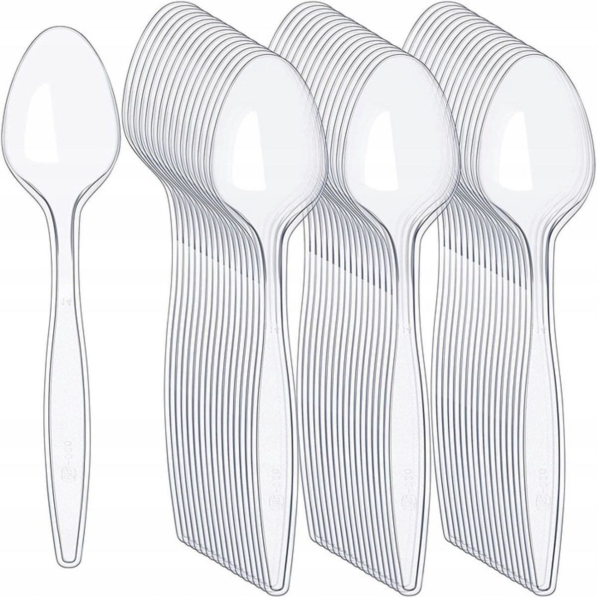 50x Herbruikbare Plastic Lepels - Transparant & Stevig