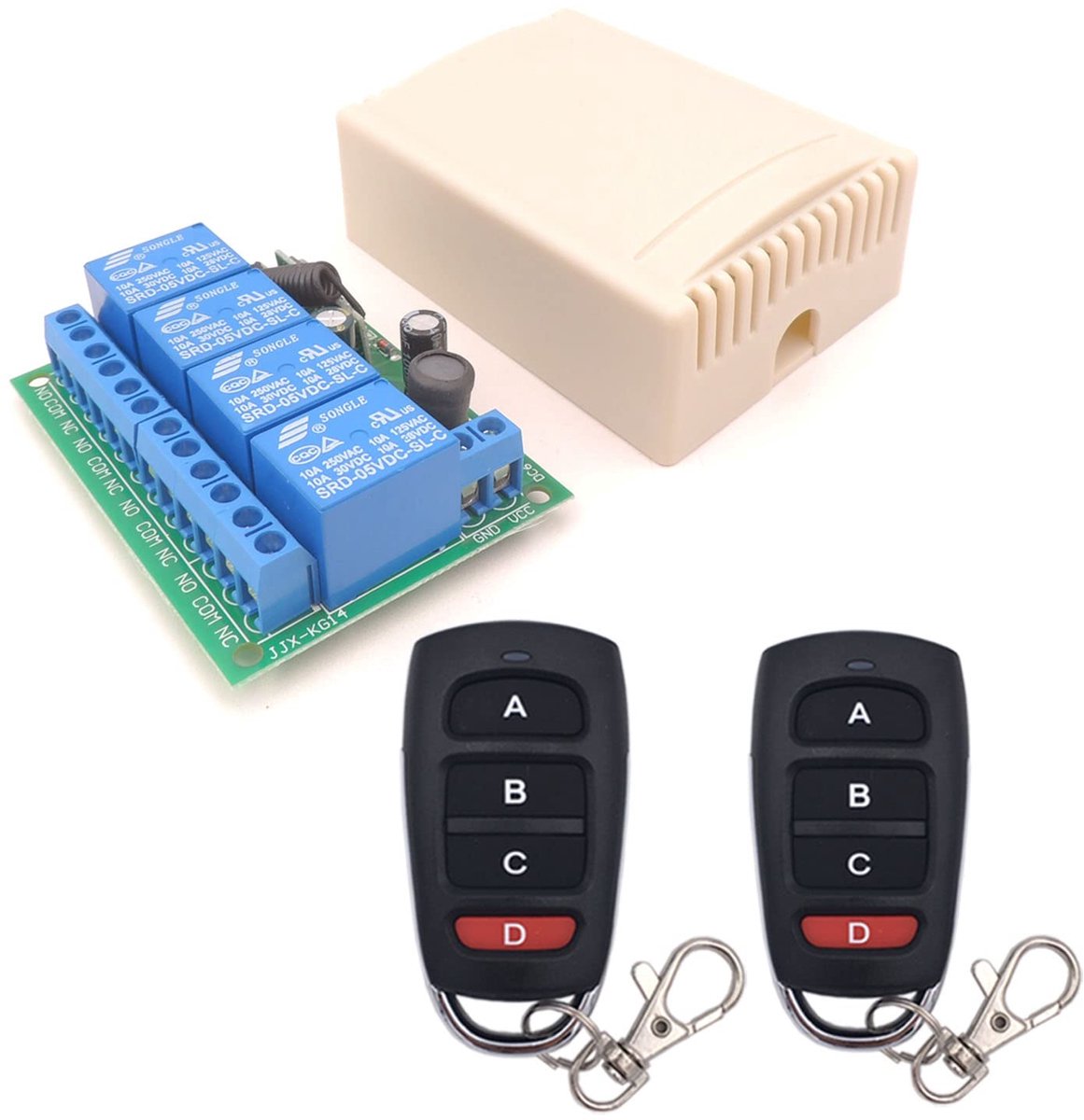 DieseRC DC 12V 24V 4CH draadloze afstandsbediening schakelaar, DC6-30V 10A 4-kanalen 433Mhz - ShopVlot