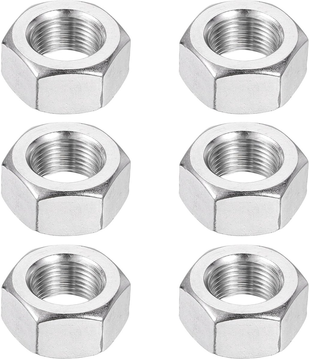 QUARKZMAN Zeskantmoeren M12 x 1 mm, 6 stuks roestvrij staal 304, fijne schroefdraad, metrisch, 19 mm breedte, 10 mm - ShopVlot