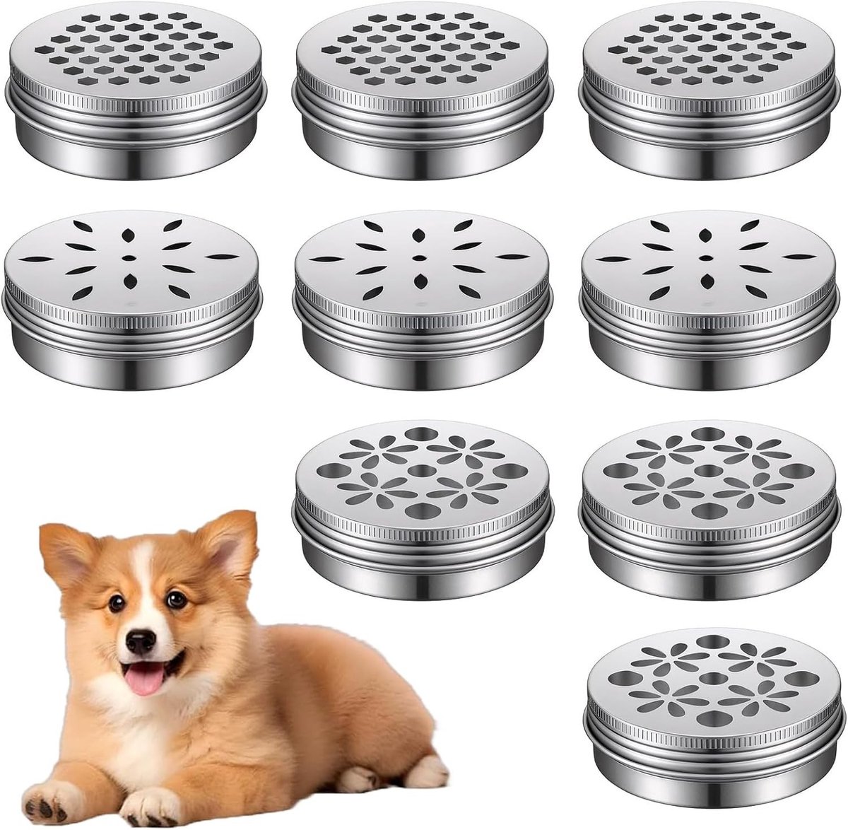 Training Set voor Honden met Geur, 9-delige Set voor Geurtraining en Neuswerk, Aluminium Geurblikken met Ventilatiegaten 68 x 25 mm voor Effectieve Hondentraining