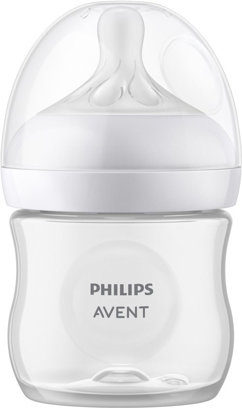 Biberon Philips Avent blanc (125ml) avec capuchon transparent, tétine Natural Response, débit 2.