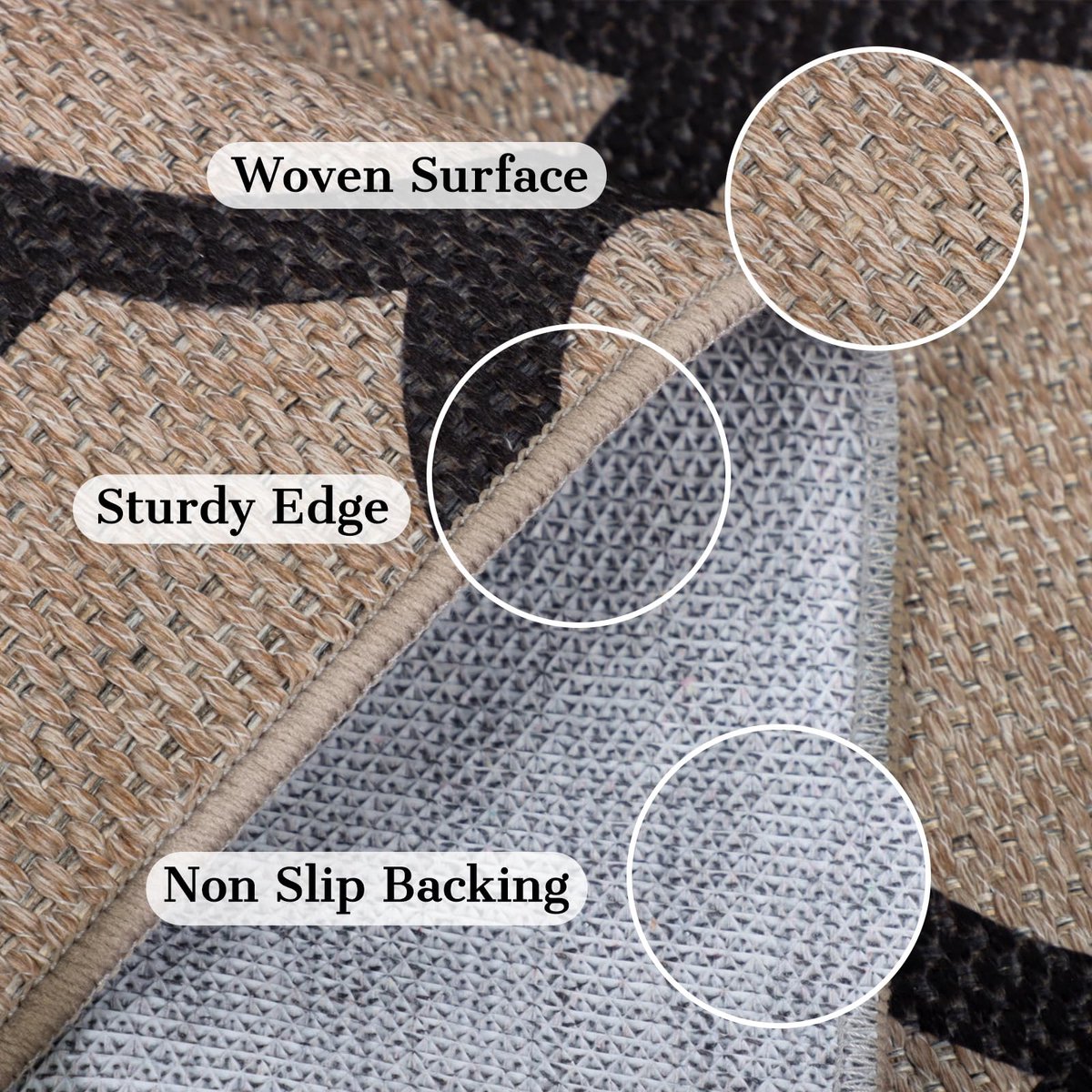 TUKDAK loper tapijten voor gang anti-slip 60x240cm, geweven loper tapijten voor keuken, gevlochten absorberend lang - ShopVlot
