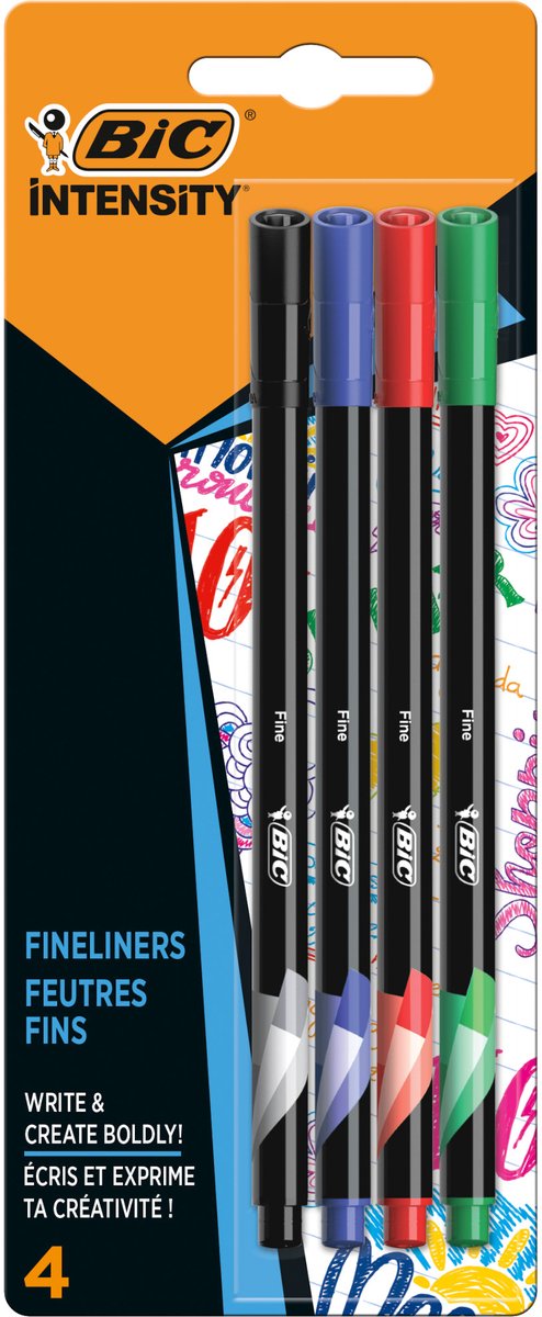 BIC Fineliner-pennenset 4-delig 0,4 mm - Levendige kleuren