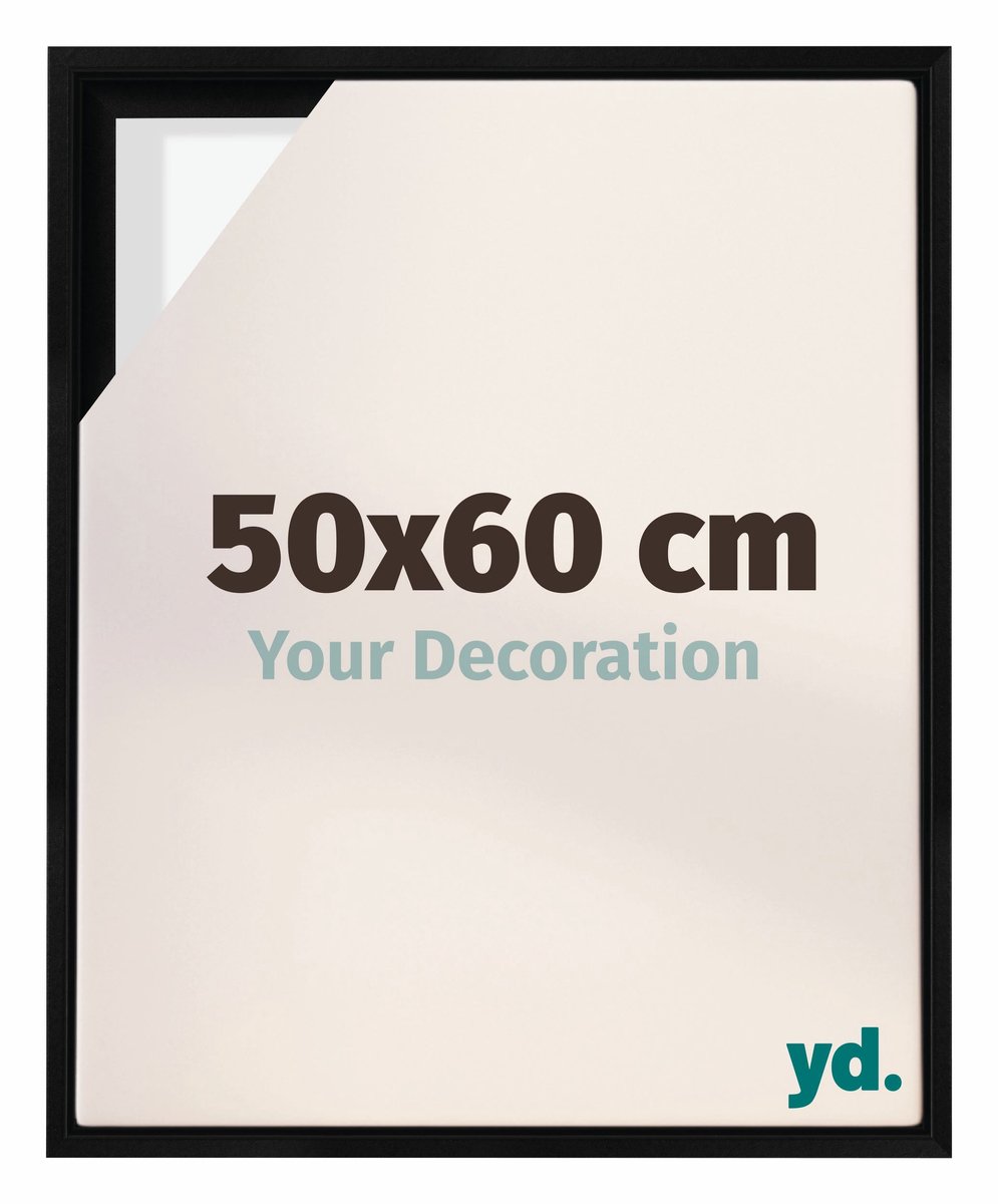 yd. yd, Baklijst 50x60 cm Zwart Mat - Lijst voor Canvasdoek - MDF Lyon