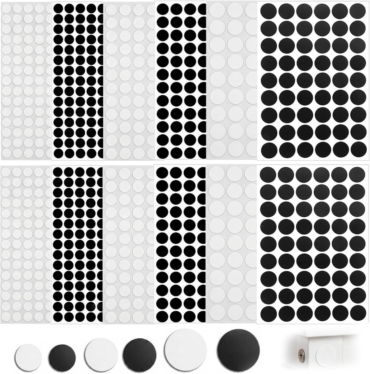 Afdekkappen voor schroeven 12/15/21 mm - Wit/zwart - Zelfklevend - Verberg lelijke schroefkoppen - ShopVlot
