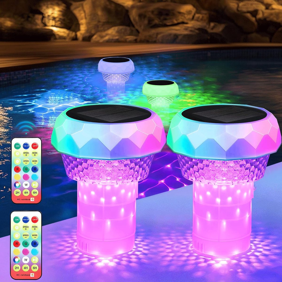 Dosing Float Pool with LED Solar Pool Light, Floating Chlorine Dispenser, Remote Control, Adjustable Dosing Float for - ShopVlot