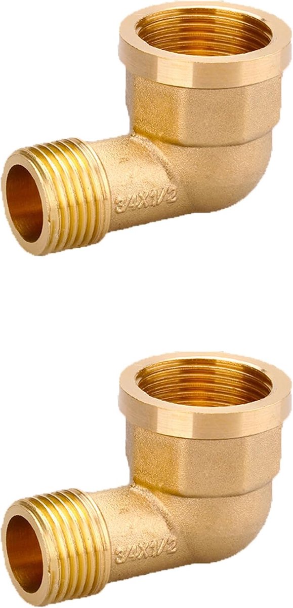 2 pieces, 90 degree brass angle, 90 degree angle, female thread 25 mm x male thread 20 mm, corner piece for tap - ShopVlot