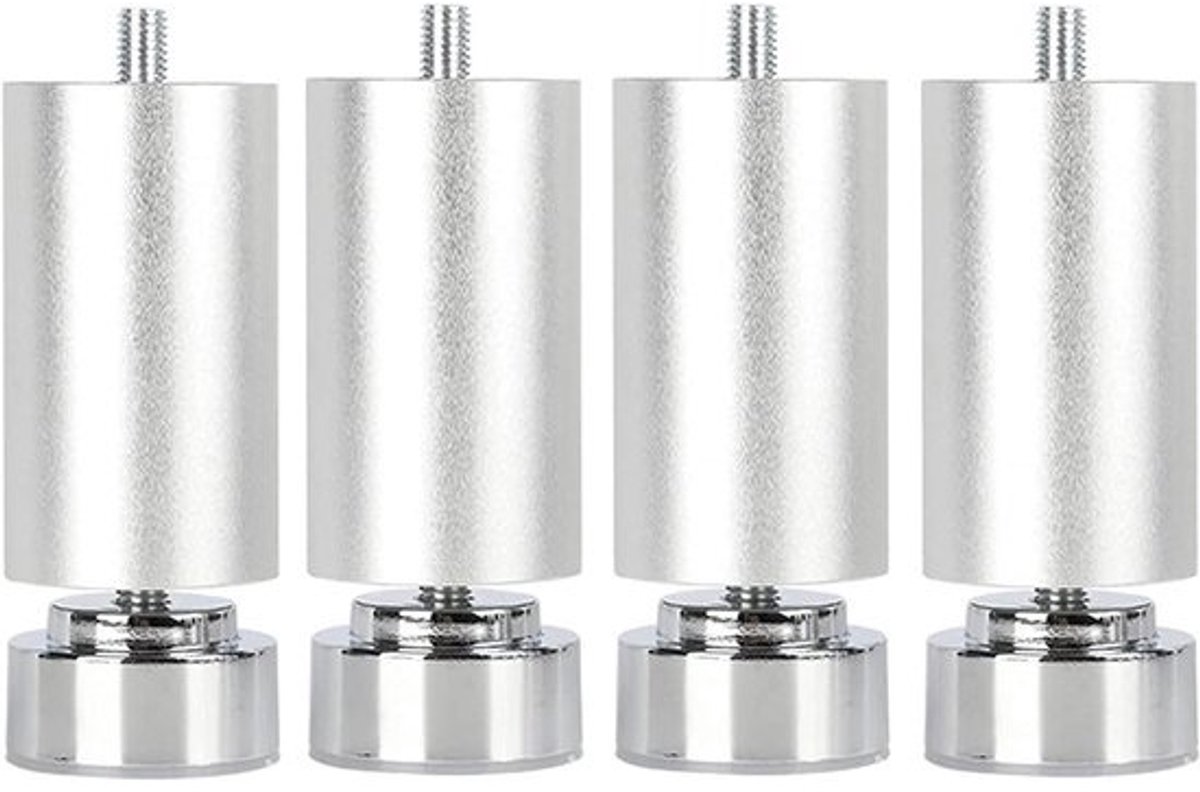 Tafelpoten - Set meubelpoten - Voor meubelherstel - Roestvrij staal - 20 cm - Zilver