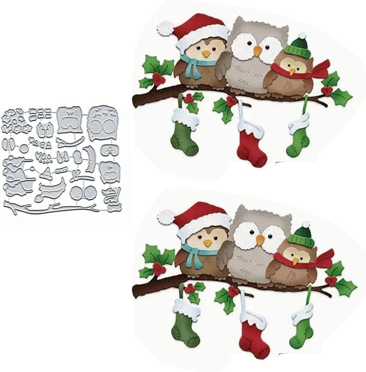 Santa Claus Hert Uil Metalen Stansvormen, Vrolijk Kerstfeest Sneeuwvlok Boom Sneeuwman Snijstencils voor DIY Scrapbooking Album Decoratief Embossen Papier Stansvormen, Kaart Maken