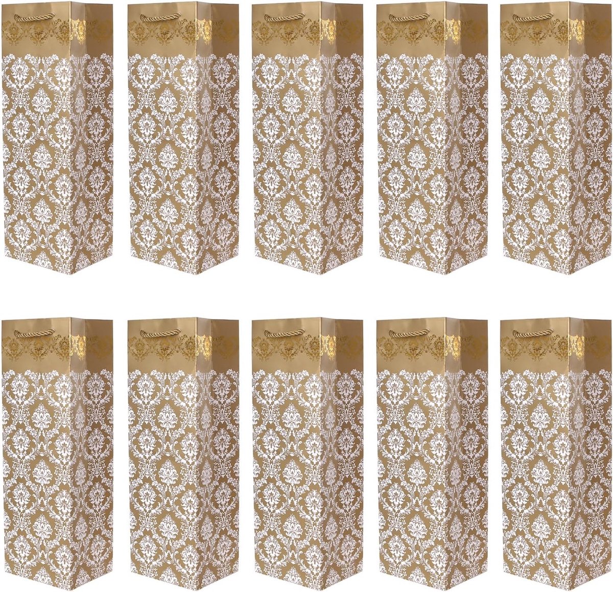 10 Flessentasjes, geschenktasjes voor wijn, prosecco en champagne 40 x 12 x 9 cm motief selectie