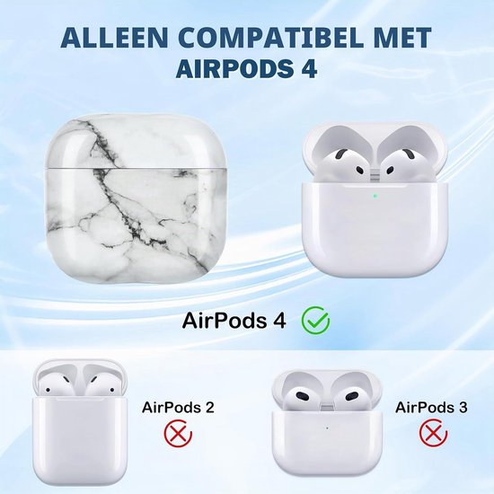 Hard PC Oordopjesbehuizing Compatibel met AirPods 4e Generatie 2024, Modieuze Marmer Print Design Volledige Lichaam Schokbestendige Krasbestendige Beschermende Laadbehuizing voor AirPods 4 — afbeelding 2