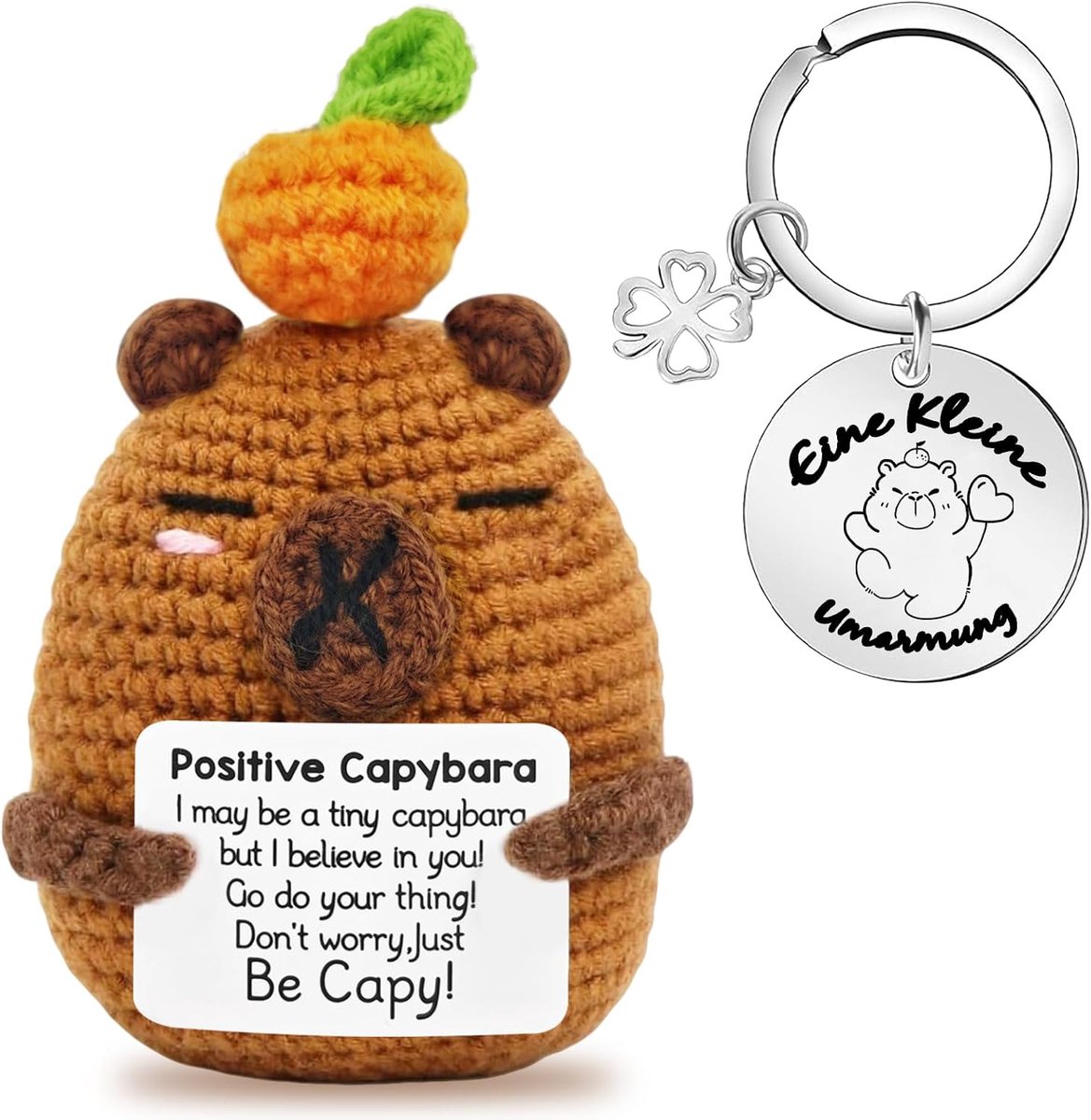 Hug Positieve Capybara, Positieve Capybara Cadeaus, Kleine Knuffel Geluksbrenger, Aanmoedigingscadeau, Beterschap Cadeau, Geluksbrenger Examen