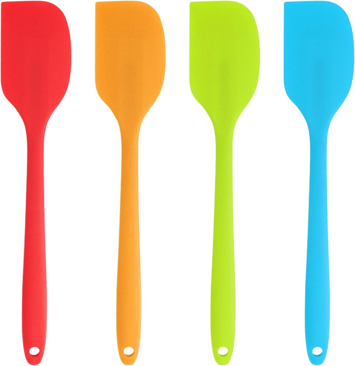 Spatels voor koken, bakken - keukengerei met antiaanbaklaag - cakebeslag crèmeschraper - hittebestendig en voedselveilig - oranje, blauw, groen, rood