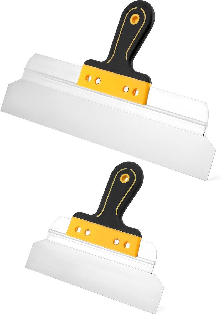 SnelShoppen - Spatula Set voor Droogwand - RVS Spatula 250mm en 400mm - Ergonomische Handgreep - Flexibel en Niet-Plakkend voor Gips, Vuller en Schure
