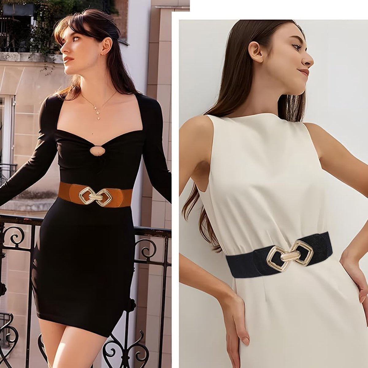 Elastische Damesriem - 2 Stuks - Breed Leer - Voor een Perfecte Pasvorm - ShopVlot