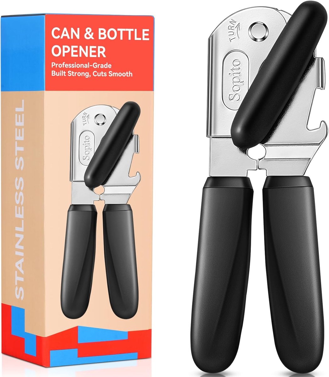 SnelShoppen - Multifunctionele Blikopener Handmatig RVS, Veilig en Glad, Ideaal voor Keuken, Koken, Camping, Feest, Duurzaam en Gebruiksvriendelijk