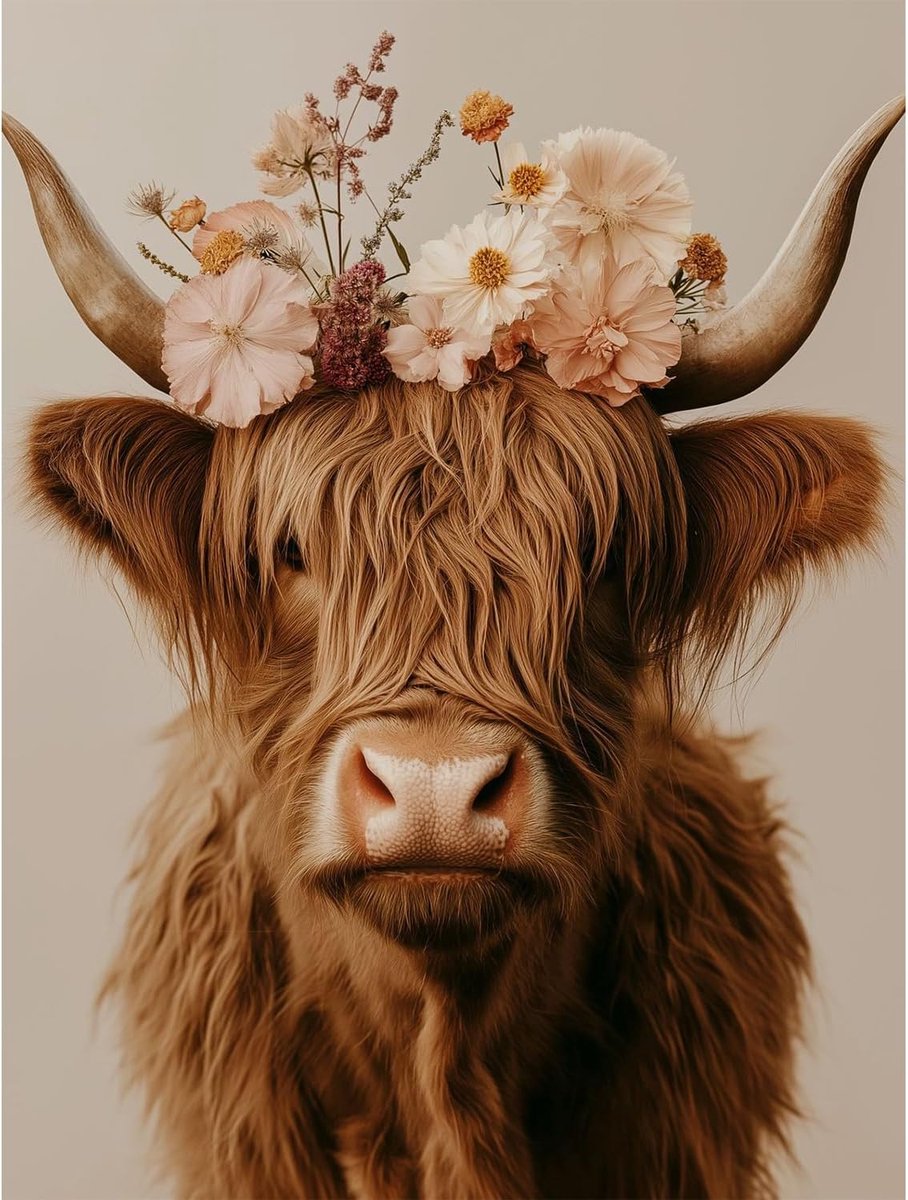 Diamond Art Kits, diamond painting voor volwassenen, diamant schilderijen Highland Cow, 5D diamond painting set voor muurdecoratie & geschenken