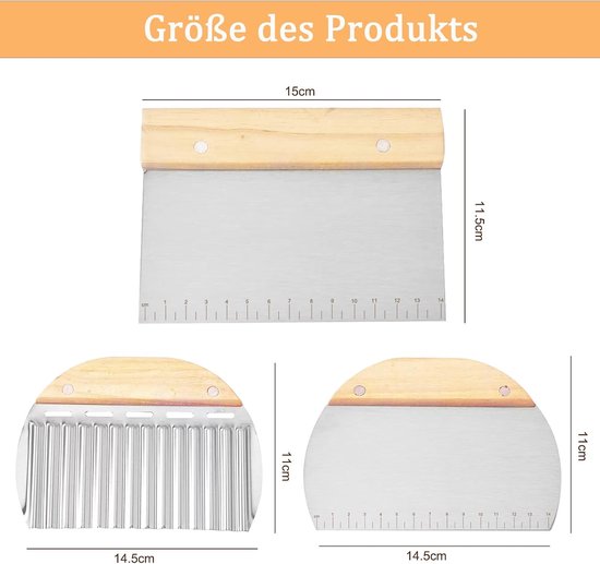 Roestvrij Staal Met Houten Handvat, Deegsnijder Roestvrij Staal, Scraper Keuken, Golfmes, Voor Cake, Pizza, Brood, Keukenbenodigdheden — afbeelding 2