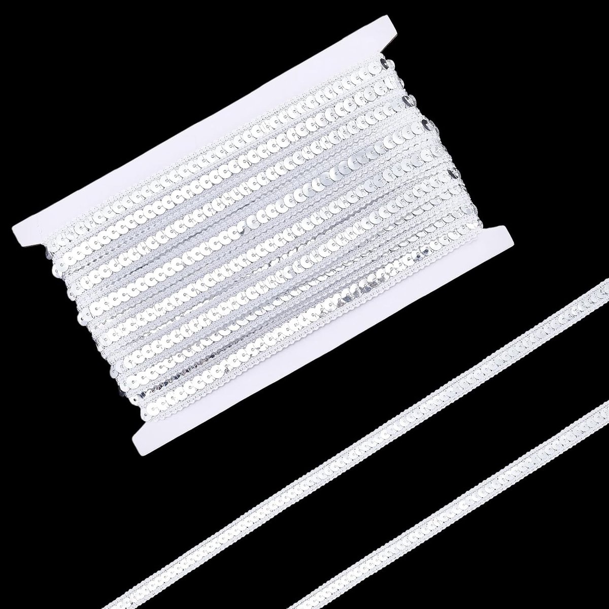 Paillettenlint zilver plat glitter paillettenlint glinsterende metallic glanzende kralenboord om te naaien, knutselen, voor kleding, jurken, kostuums