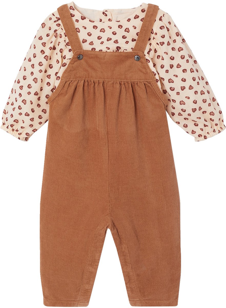 Vertbaudet Set - 2-delig - blouse - tuinbroek - baby - fluwelen