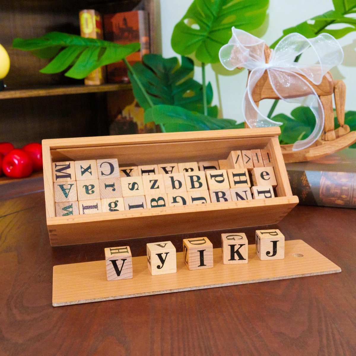 Taalmaterialen - letters, grammatica en lezen, houten educatieve spellen voor kleuterschool en basisschool, thuisschool en klaslokaal (Montessori alfabetdobbelstenen)