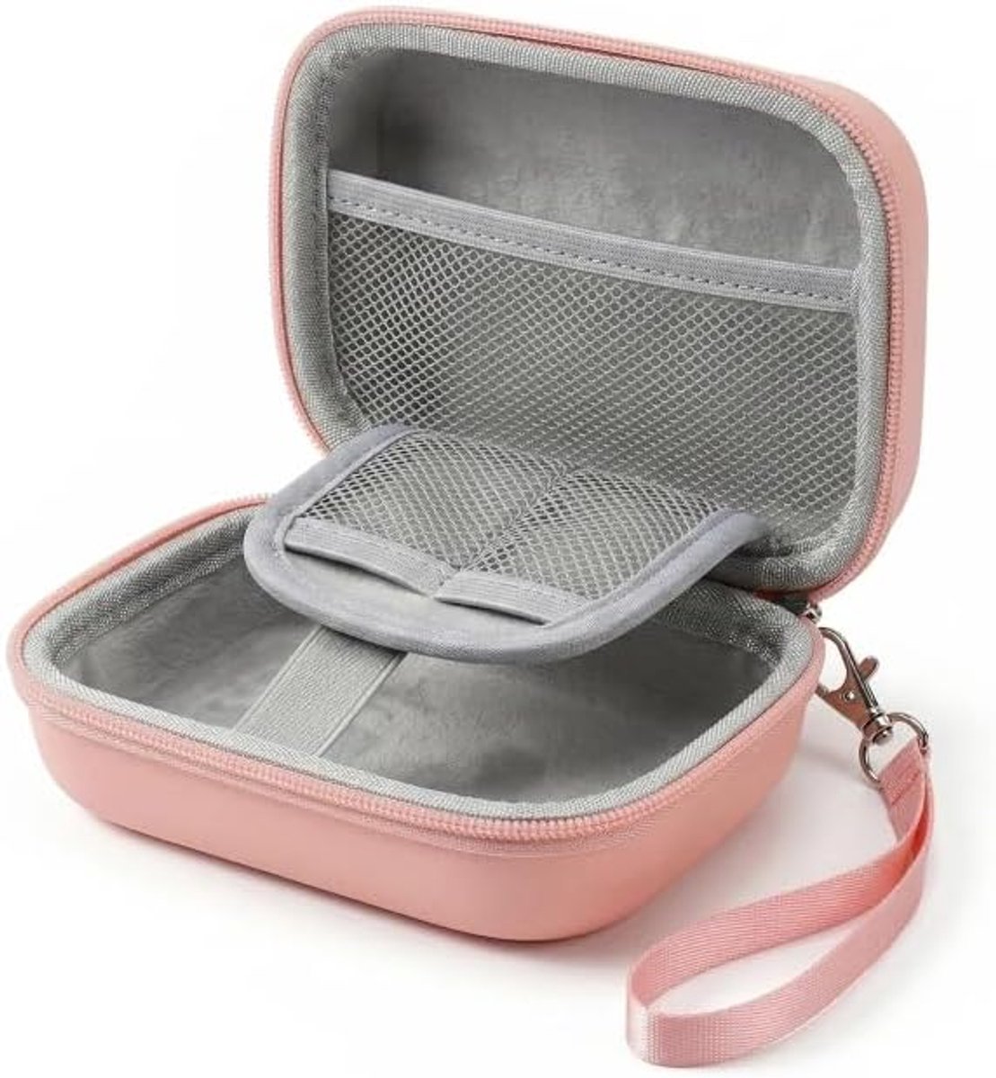 Cameratas compatibel met Canon IXUS 285 HS/voor Camcory/voor Kodak Pixpro, kleine cameratas met netvak, reiscamera's, opberghouder, voor SD-kaart, batterij (alleen hoes) roze