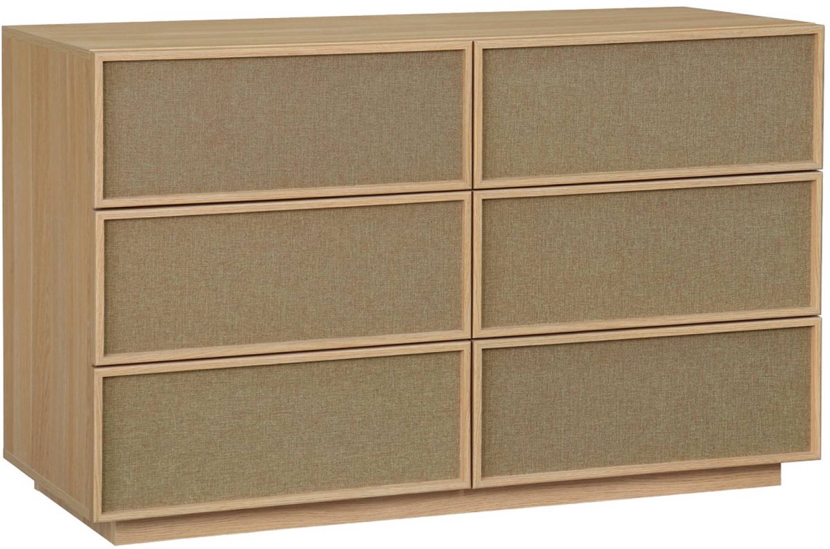 sweeek Ladekast dressoir met 6 lades houtdecor en stof - kuba Naturel