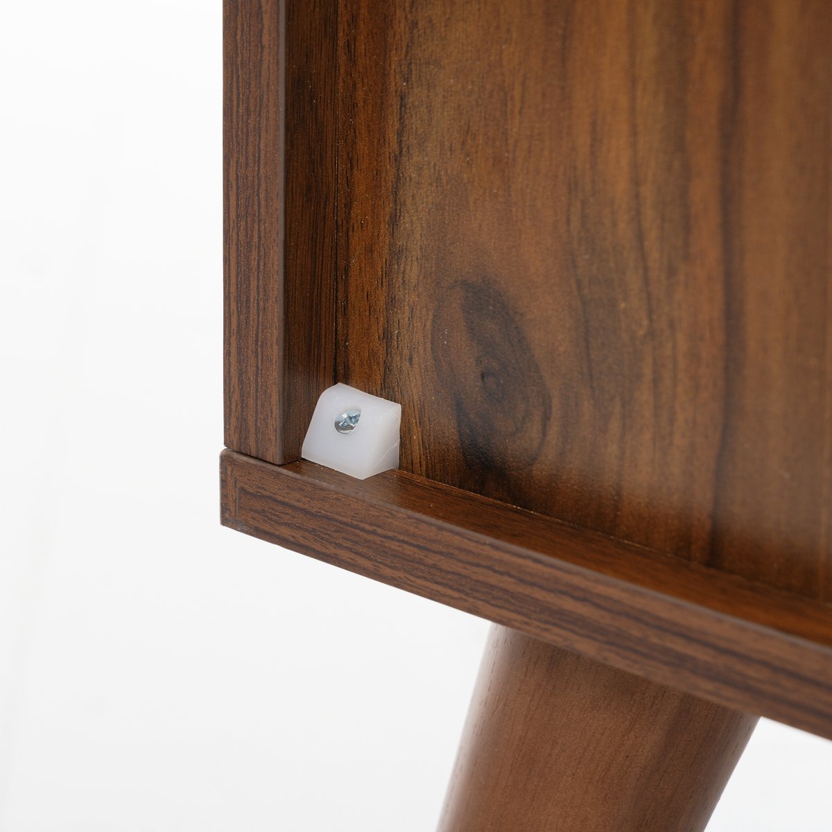 REDOM Vitrinekast - Glazen deur - 3 verstelbare planken - Push-to-open - 2 lades - MDF - Walnoot - 39,8 x 35 x 160 cm