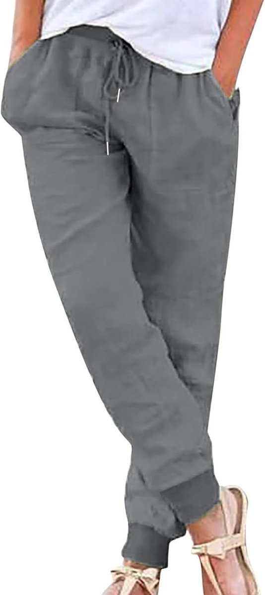 Broek Dames Zomer Brede Hoge Taille Vloeiend Losse Lichtgewicht Casual Chic Strand Bohemian Recht Katoen met Zakken Mode A133
