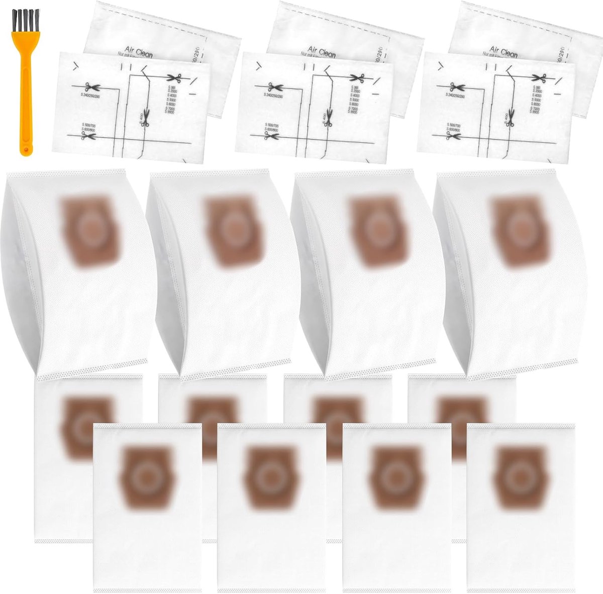 12 stuks stofzuigerzakken compatibel met Miele Guard L1 S1 M1 zakken, Miele Guard l1 S1 M1 stofzuigerzakken, grote capaciteit, inclusief 3 motorbeschermingsfilters (Roodbruin)