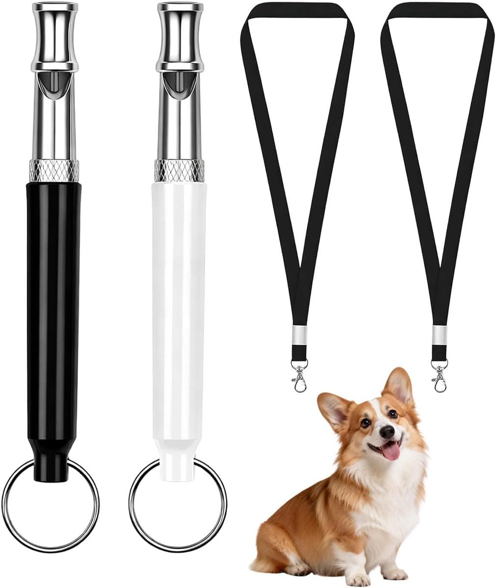 Hondenfluitjes, hondenfluitje, hoogfrequentie, geruisloos, opvoedingshulp voor honden, fluitjes, hondentraining, hondenfluitje, hulpmiddel voor hond, terugoproep (zwart/wit)