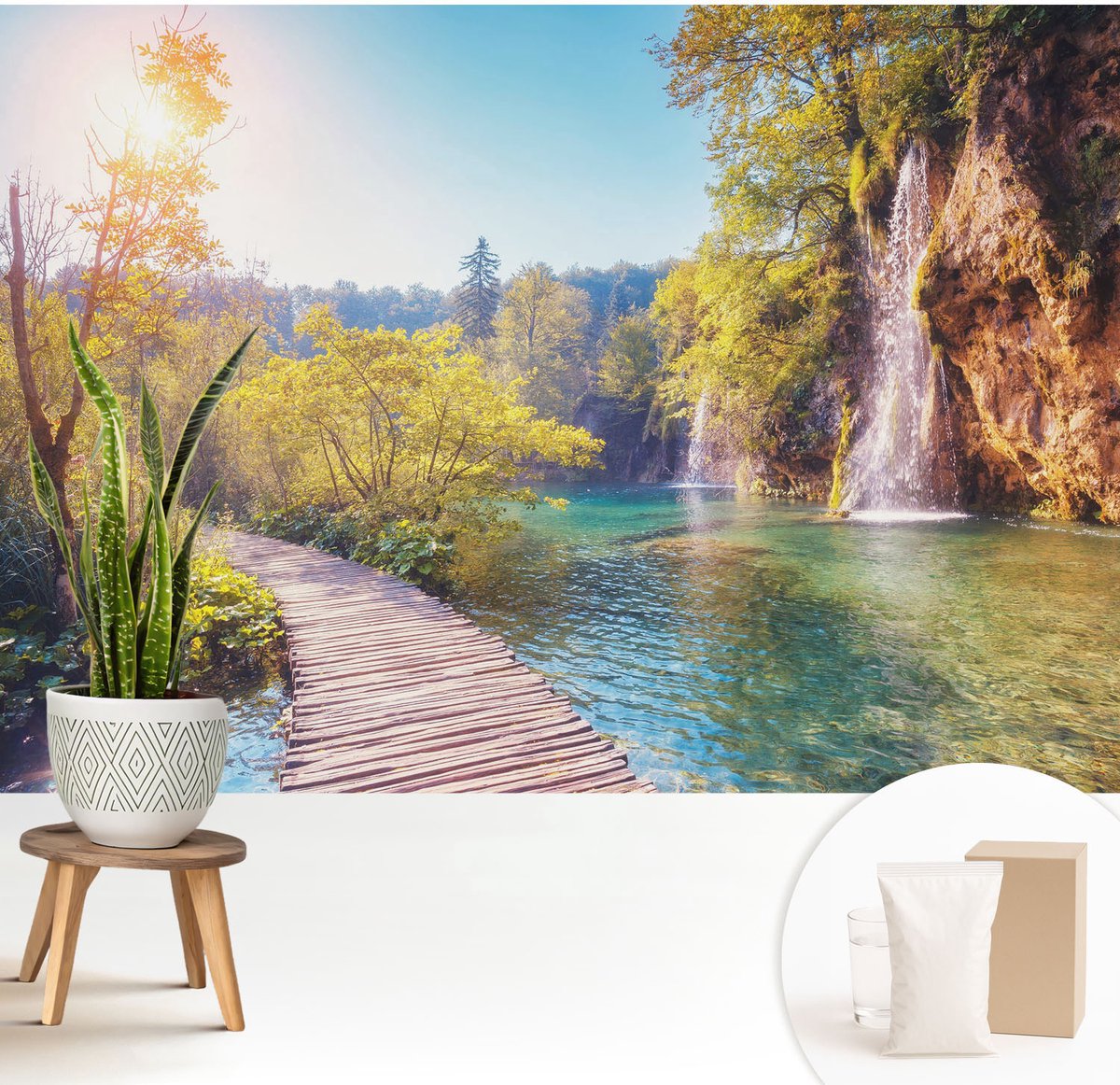 Wallfluent Fotobehang - Groente Vliesbehang - 208x146 cm - Natuurlijk Landschap Muurschildering - Slaapkamer behang Landschappen - Fotobehang Vlies - Slaapkamer behang
