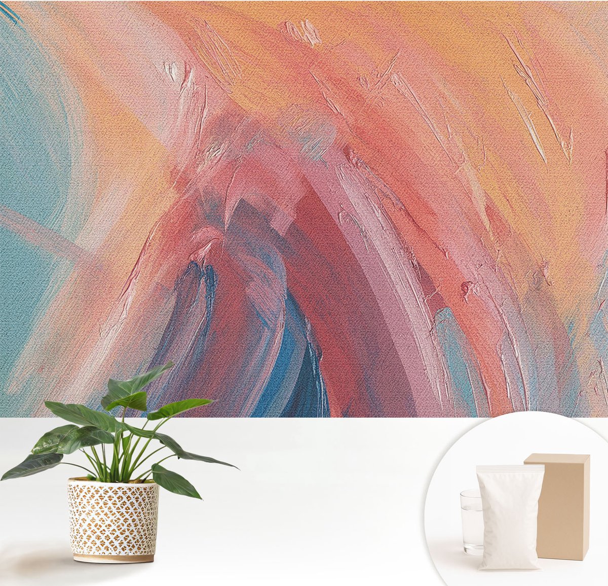 Wallfluent Fotobehang - Blauw Vliesbehang - 152x104 cm - Kleurrijke Explosies Muurschildering - Slaapkamer behang Abstractie - Fotobehang Vlies - Gang behang