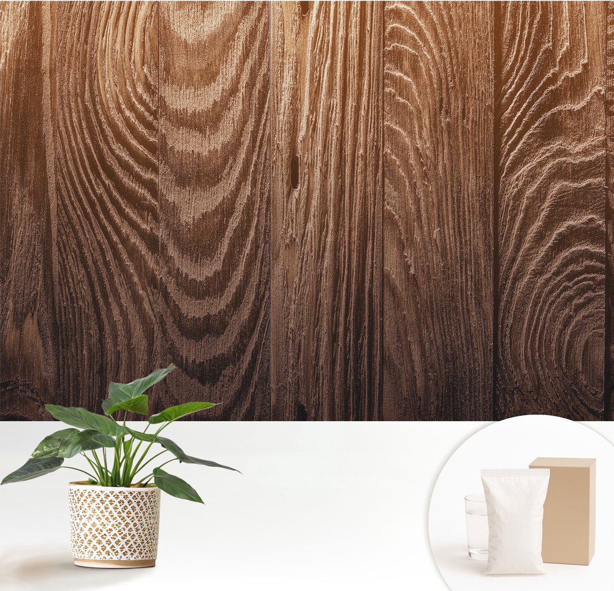 Wallfluent Fotobehang - Bruin Vliesbehang - 152x104 cm - Houten Ringen Muurschildering - Slaapkamer behang Texturen - Fotobehang Vlies - Gang behang