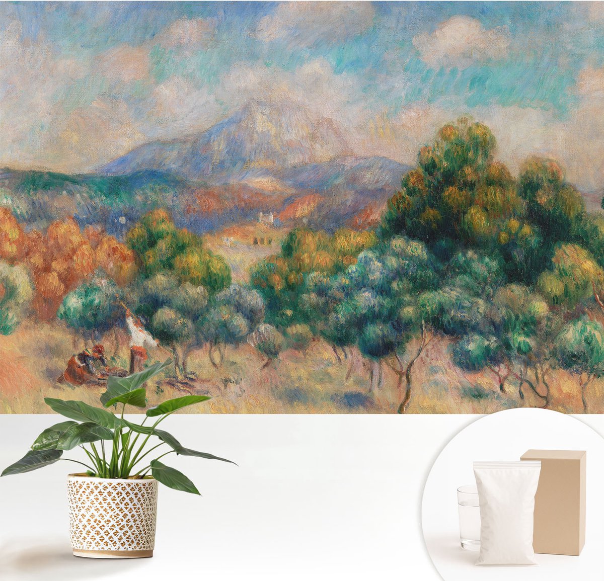 Wallfluent Fotobehang - Blauw Vliesbehang - 152x104 cm - Berglandschap Muurschildering - Gang behang Landschappen - Fotobehang Vlies - Slaapkamer behang
