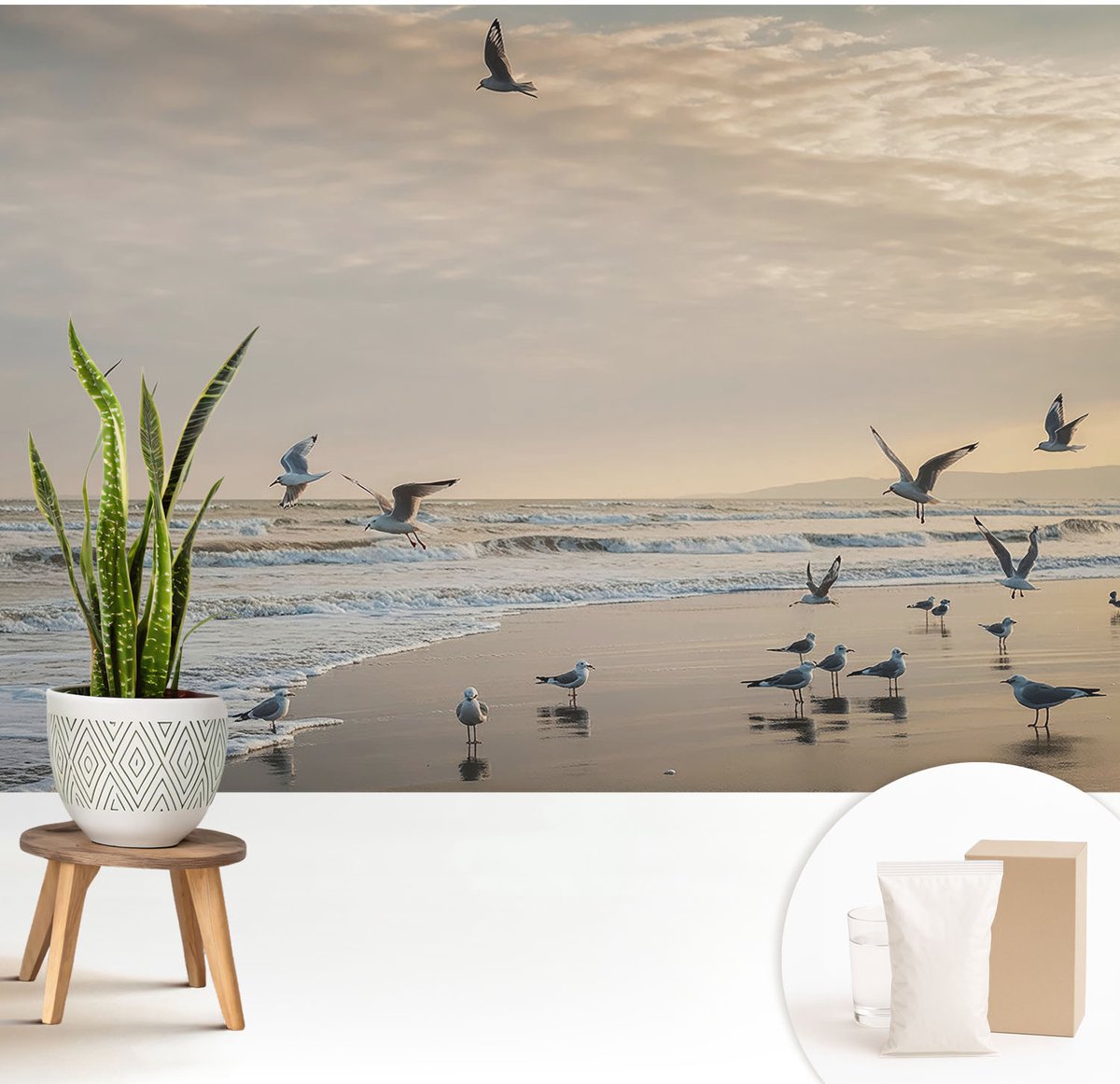 Wallfluent Fotobehang - Zwart Vliesbehang - 208x146 cm - Rust Aan Zee Fotobehang Vlies - Hal behang Landschappen - Muurschildering - Hal behang