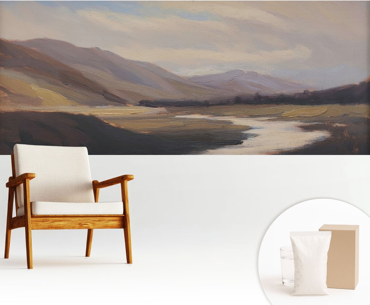 Wallfluent Fotobehang - Bruin Vliesbehang - 250x104 cm - Natuurlijke Rust Muurschildering - Slaapkamer behang Landschappen - Fotobehang Vlies - Slaapkamer behang