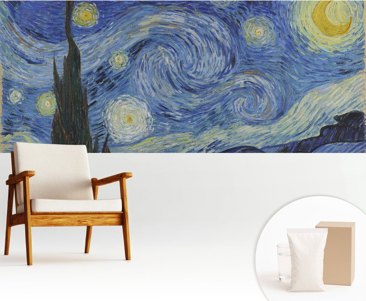 Wallfluent Fotobehang - Blauw Vliesbehang - 250x104 cm - Nachtvortex Muurschildering - Gang behang Deel - Fotobehang Vlies - Slaapkamer behang