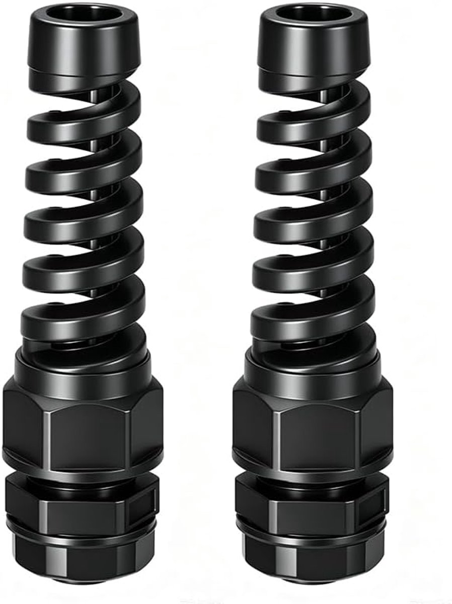 Waterdichte kabelwartel M20 nylon met moer (M12) - 2 stuks zwart, verstelbaar, 6-12 mm, trekbeveiliging, elektrische - ShopVlot
