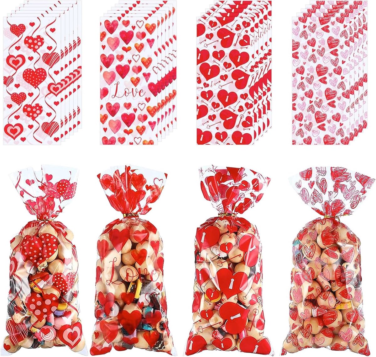 100 stuks cadeauzakjes, geschikt voor Valentijnsdag, Nieuwjaar, verjaardagsfeesten en themafeesten - ShopVlot