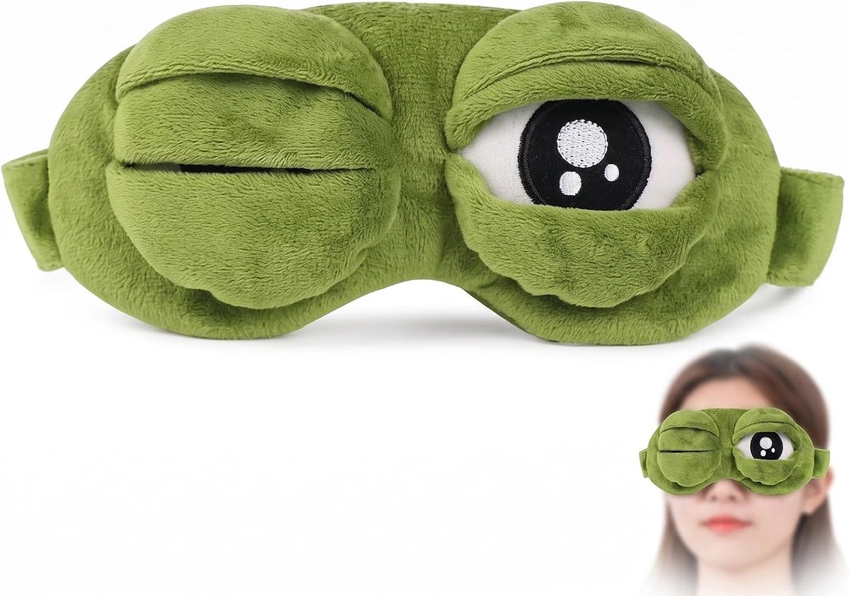 Kikkerslaapmasker, grappig, zachte 3D-slaapbril met verstelbare kikkerogen, comfortabel oogmasker voor slapen en - ShopVlot