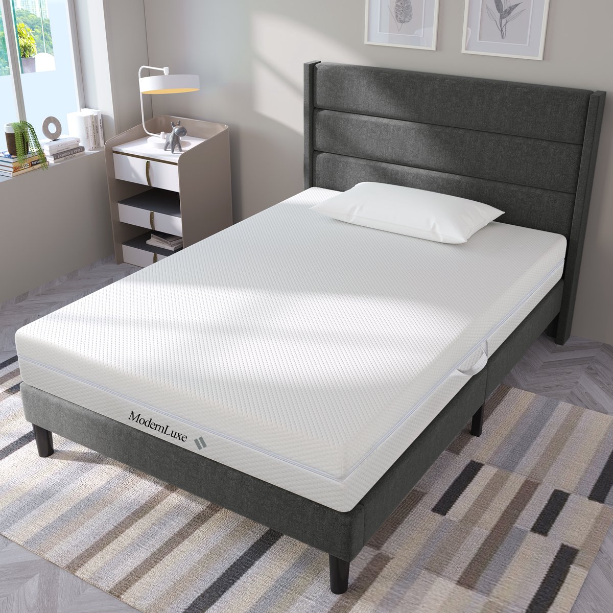 DESMIU Koudschuimmatras 90x190 cm – 7 Zones met H2 en H3 – Keerbaar met Wasbare Afneembare Hoes – Voor Elke Slaaphouding – Wit