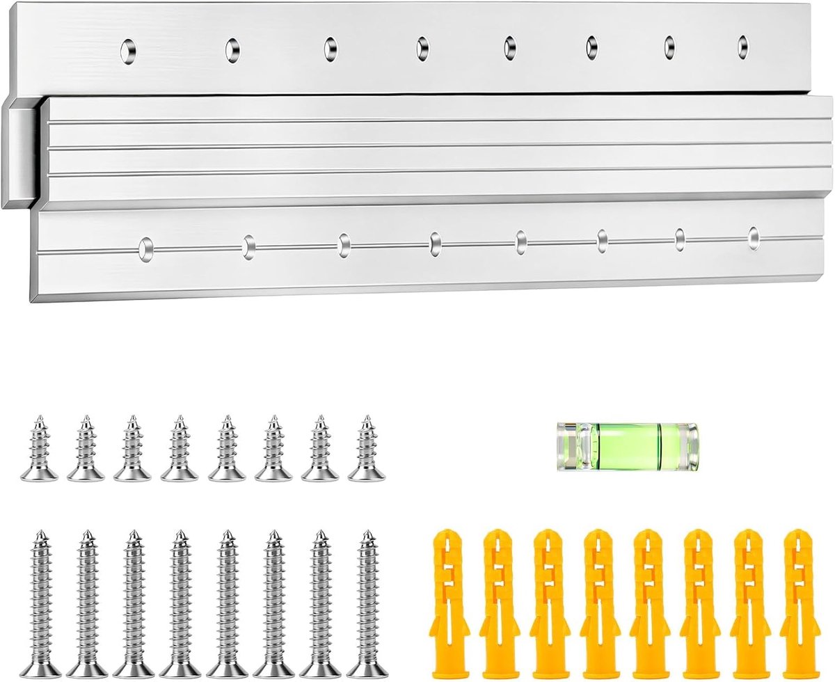 1 paar Franse schoenplaatjes beugel Heavy Duty 18 Inch Franse schoenplaatjes foto hanger 45 kg aluminium Z clips met bellenniveau voor opknoping spiegels, foto, plank, whiteboard, kunst, frames