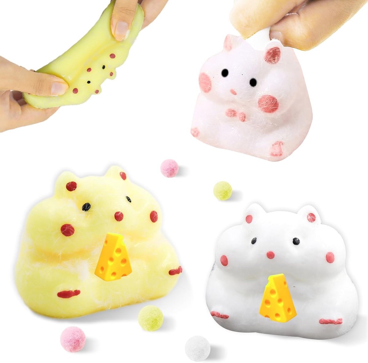 2 stuks knijpspeelgoed voor hamsters, squishy hamster