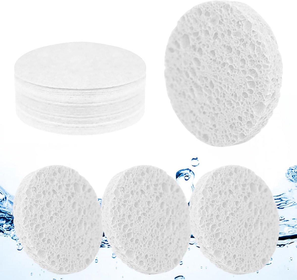 25 stuks gezichtssponzen, gezichtssponzen reinigen, gecomprimeerde gezichtsreinigingsspons cellulose gezichtsspons voor mannen vrouwen massage make-up verwijdering (wit)